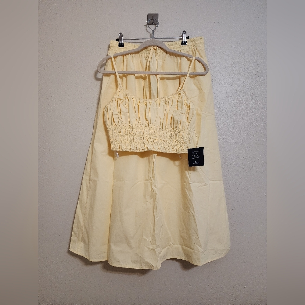 Lulus Delightful Yellow Two-Piece Midi Dress L Summer Vacation Festival Party - Picture 6 of 11